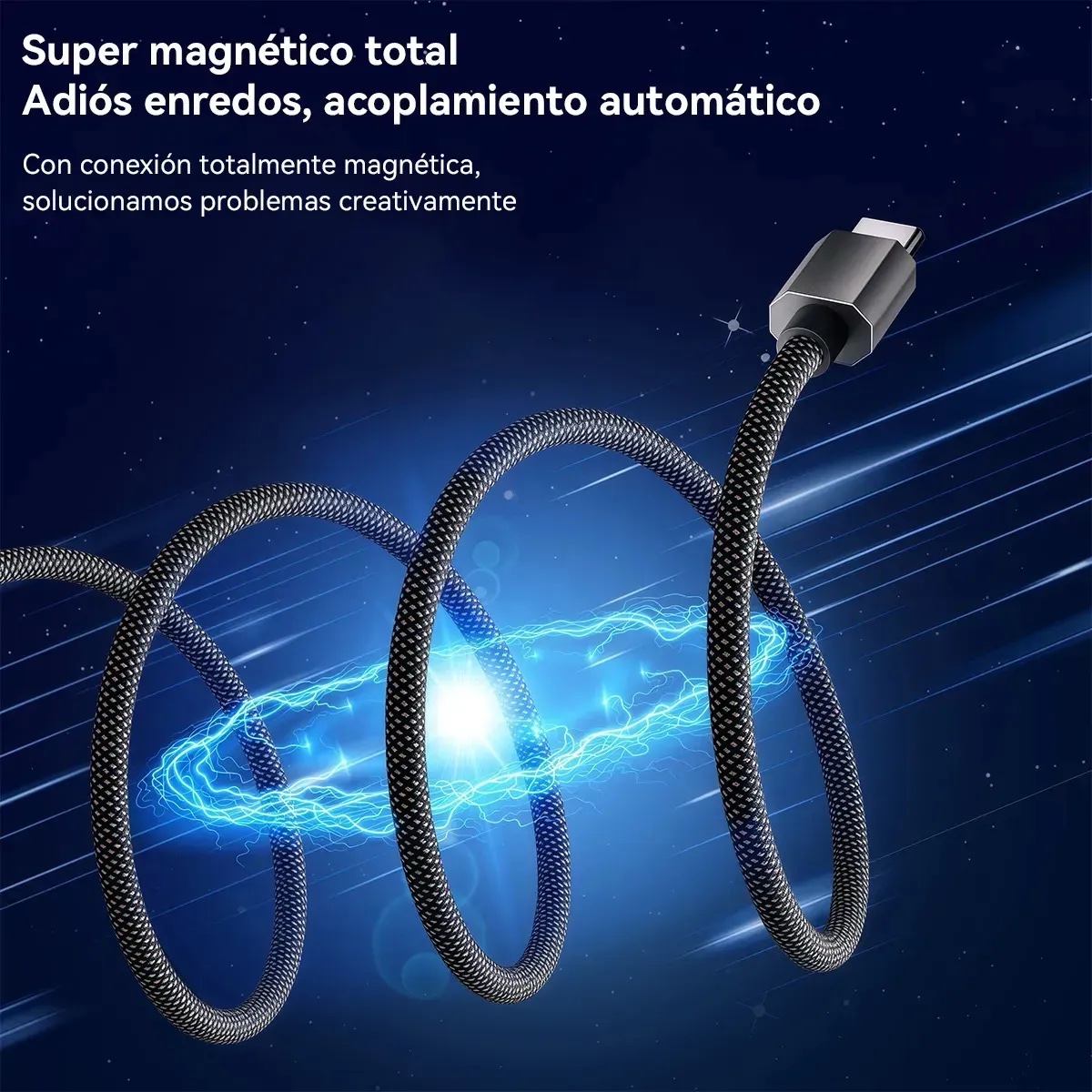 Cable Magnético Autoenrollable USB-A a USB-C | Trenzado y Antienredos - Image 2