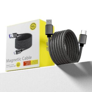 Cable Magnético Autoenrollable USB-A a USB-C | Trenzado y Antienredos